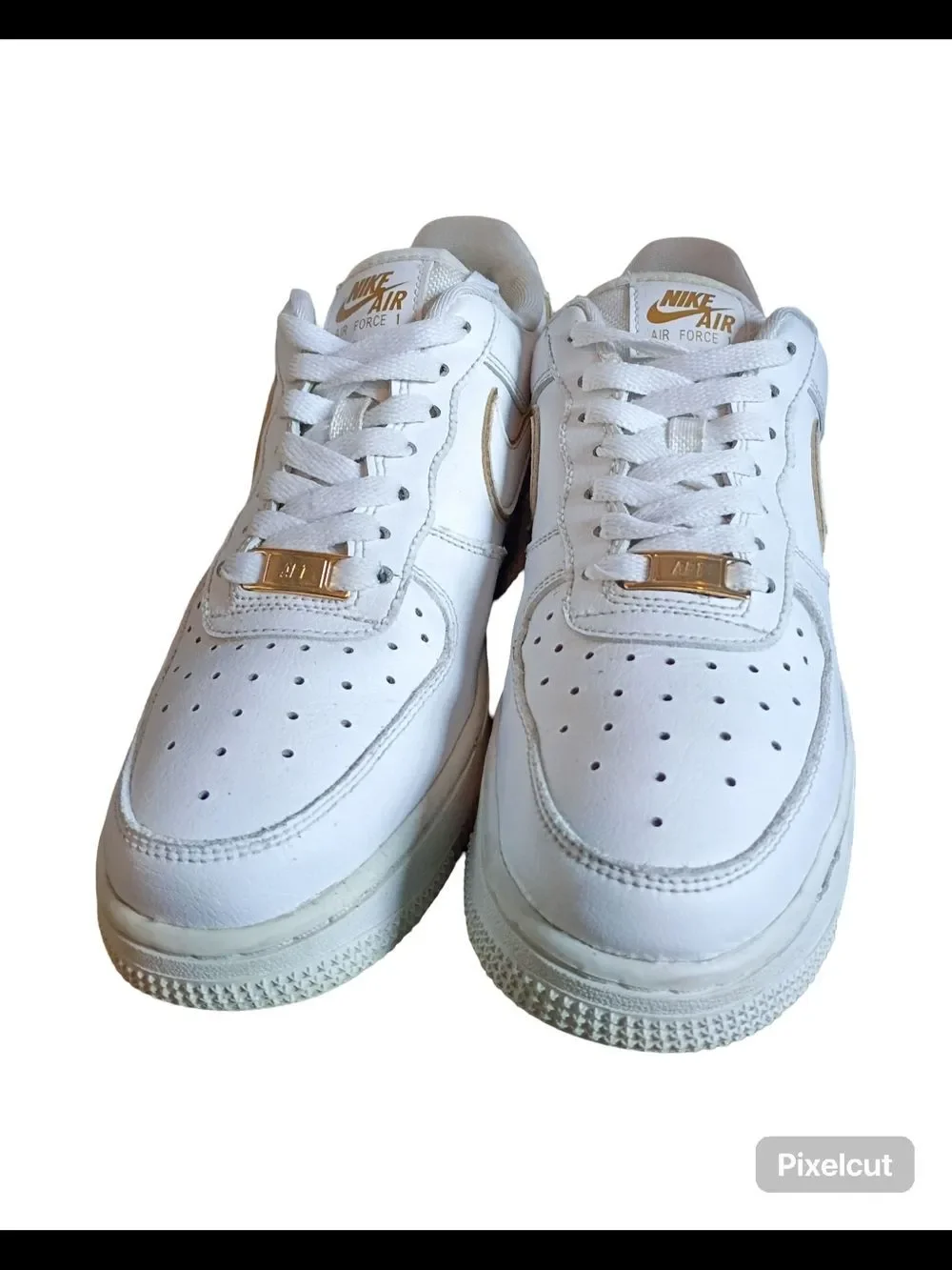 Nike Air Force 1 '07 ESS - White & Metallic Gold - Women's Size 7